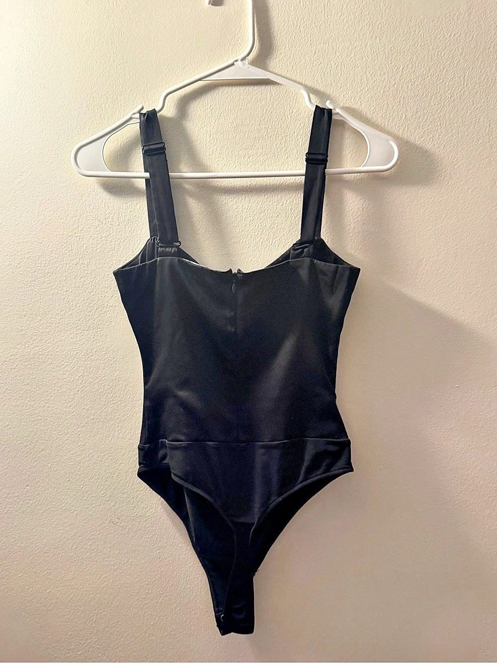 Danielle Bernstein Ruched Cup Satin Tank Bodysuit Black Medium Like New
